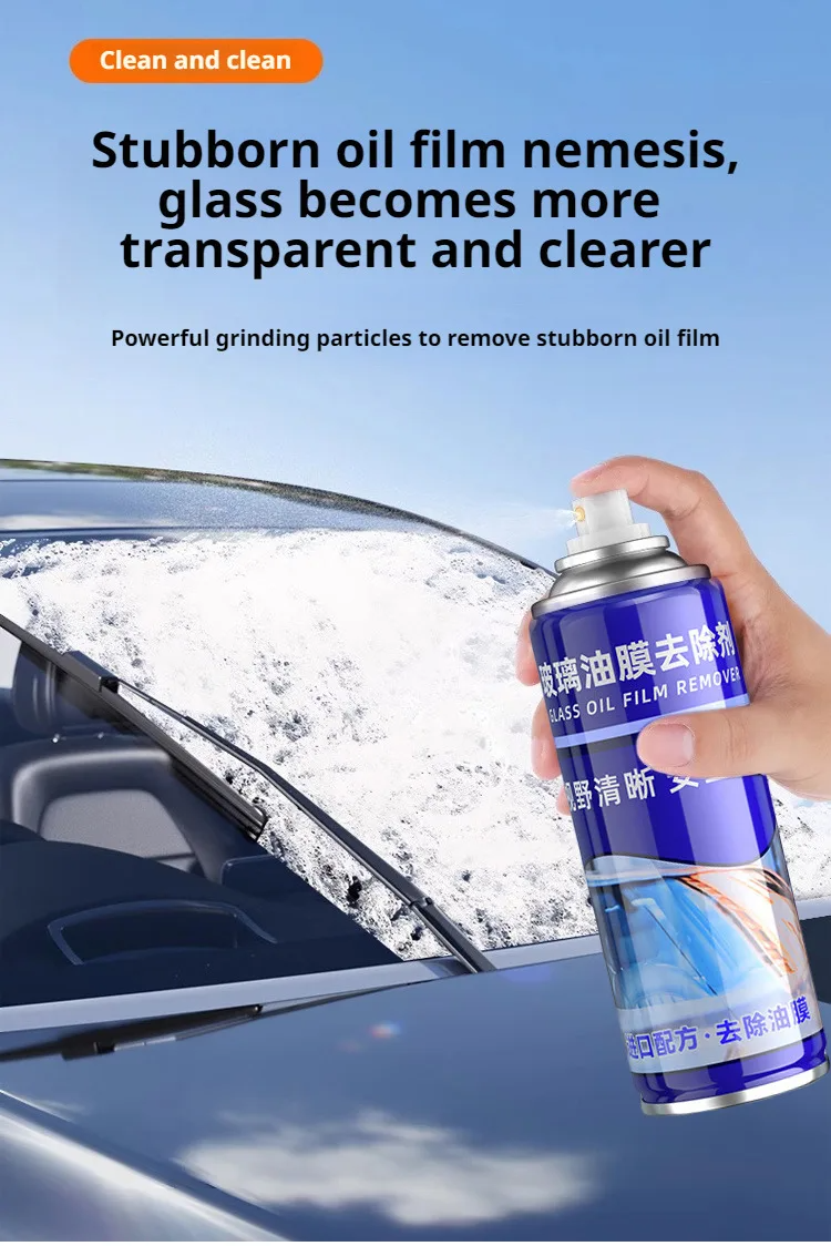 Powerful glass oil film removeršStain removal, Water repellent, Anti-fog