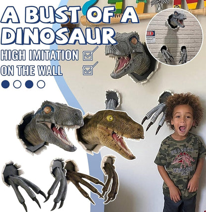 Dinosaur Head Wall Hanging - Jurassic Life-like Bursting Dinosaur Bust Prop Replica