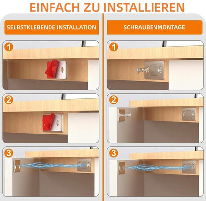 InvisiLock™ | Ultradünne Unsichtbare Schranktürmagnete (4er-Satz)