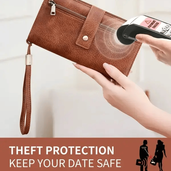 🔥Last Day 49% OFF🔥RFID Blocking Women's Long Wallet: Stylish Solid Leather Clutch (Large Capacity)👛