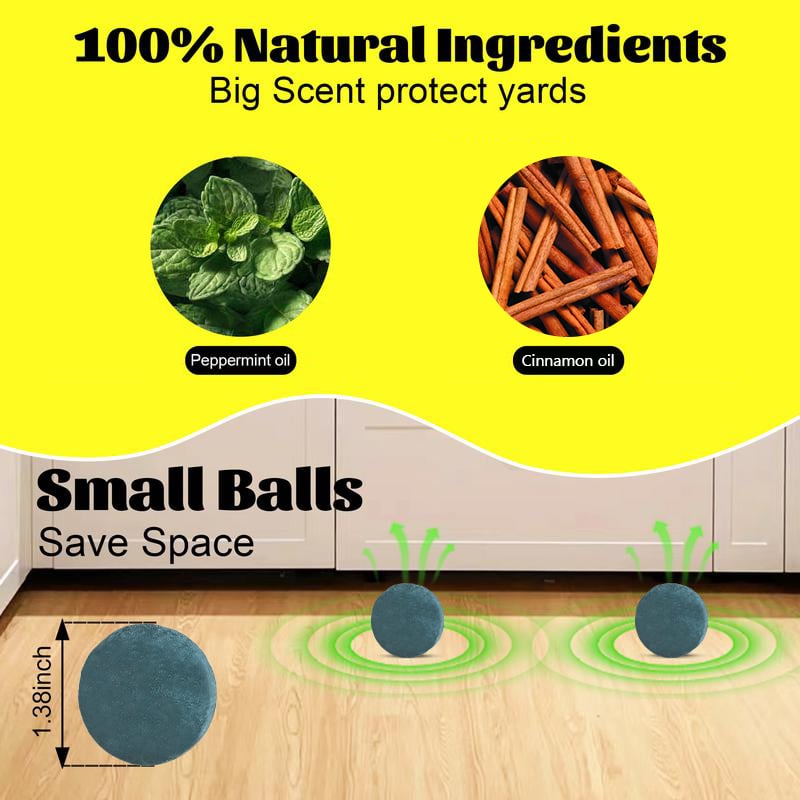 🐭Mouse & Rat Repellent Balls--Long-Lasting Peppermint Oil Formula——Safe for Pets & Kids
