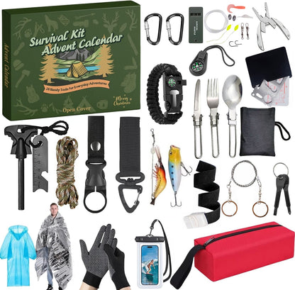 Vicigift 2025 Outdoor Survival 24-Tool Kit Advent Calendar