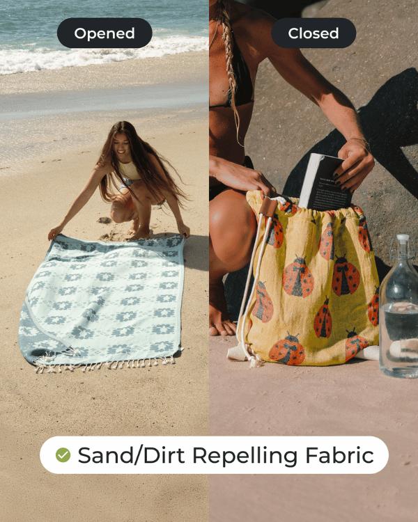 ⏰LAST DAY $20 OFF - 🏖️Sand Cloud 2-in-1 Turkish Cotton Towel Bag with Inner Zip Pocket & Sand-Repelling Fabric