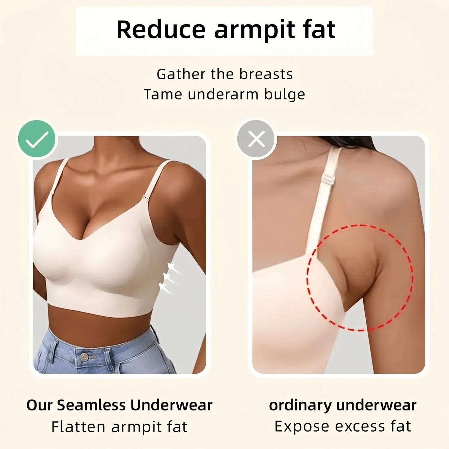 Women’s Solid Color Wireless Backless Bra