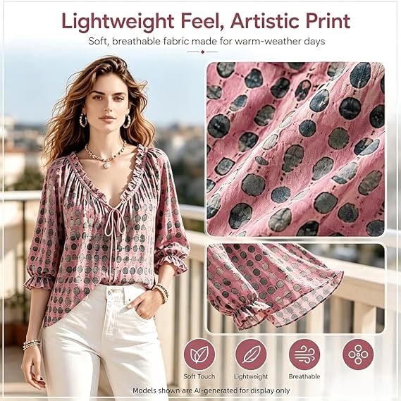 Polka Dot Lace Up Blouse