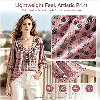 Polka Dot Lace Up Blouse