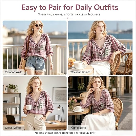 Polka Dot Lace Up Blouse