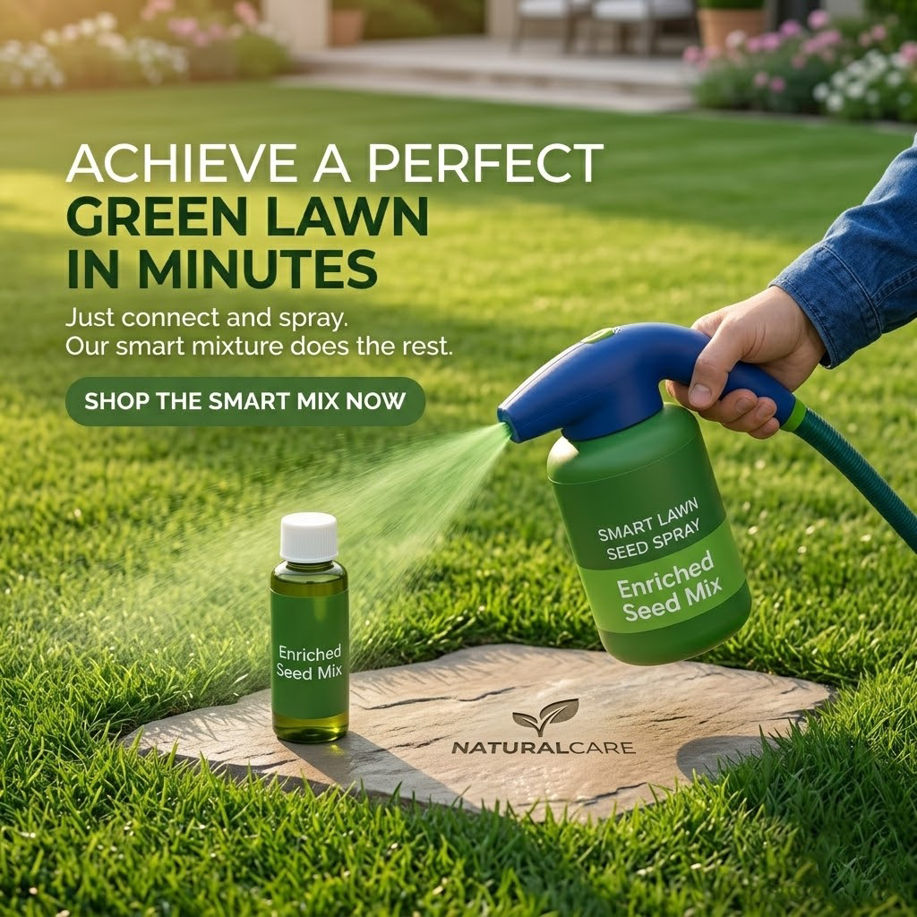 Easy Spray-On Grass Seed & Fertilizer Solution - Instantly Restore Thicker, Greener Lawns in Days (Includes Sprayer & Formula