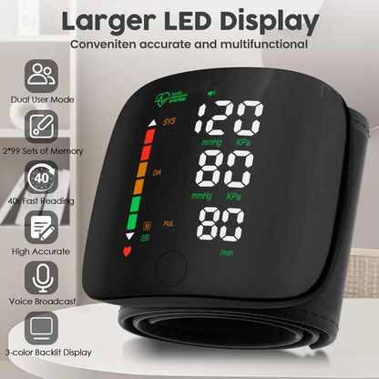 Final 3 Hours: 70%OFF🔥Wrist Blood Pressure Monitor – LED Touch Screen & Adjustable Fit