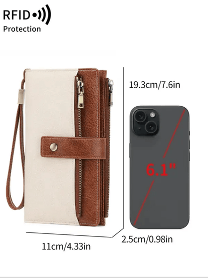 🔥Last Day 49% OFF🔥RFID Blocking Women's Long Wallet: Stylish Solid Leather Clutch (Large Capacity)👛