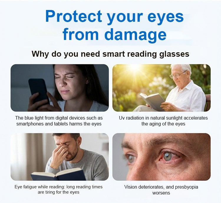 [Co-Created by Designers]Gypsophila Smart Zoom and Color-Changing Reading Glasses, Auto Focus Distance Near Progressive Multi-focus HD Vision