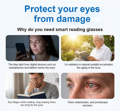 [Co-Created by Designers]Gypsophila Smart Zoom and Color-Changing Reading Glasses, Auto Focus Distance Near Progressive Multi-focus HD Vision