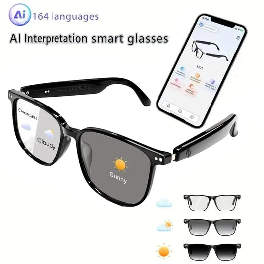 🔥 Black Friday Sale Is On Fire!🔥 AI Interpretation Smart Glasses🕶️33-Language Translation, Photochromic Lenses, AI Chat & Hands-Free Audio