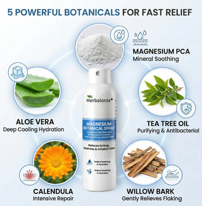 🔥Herbalonix® Magnesium Botanical Spray – Advanced Skin Recovery for Psoriasis & Eczema | Rapid Soothing, Steroid-Free