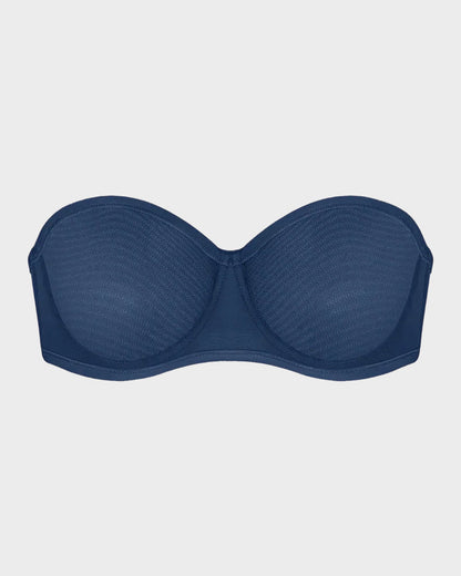 Strapless Mesh Underwire Balconette Bra
