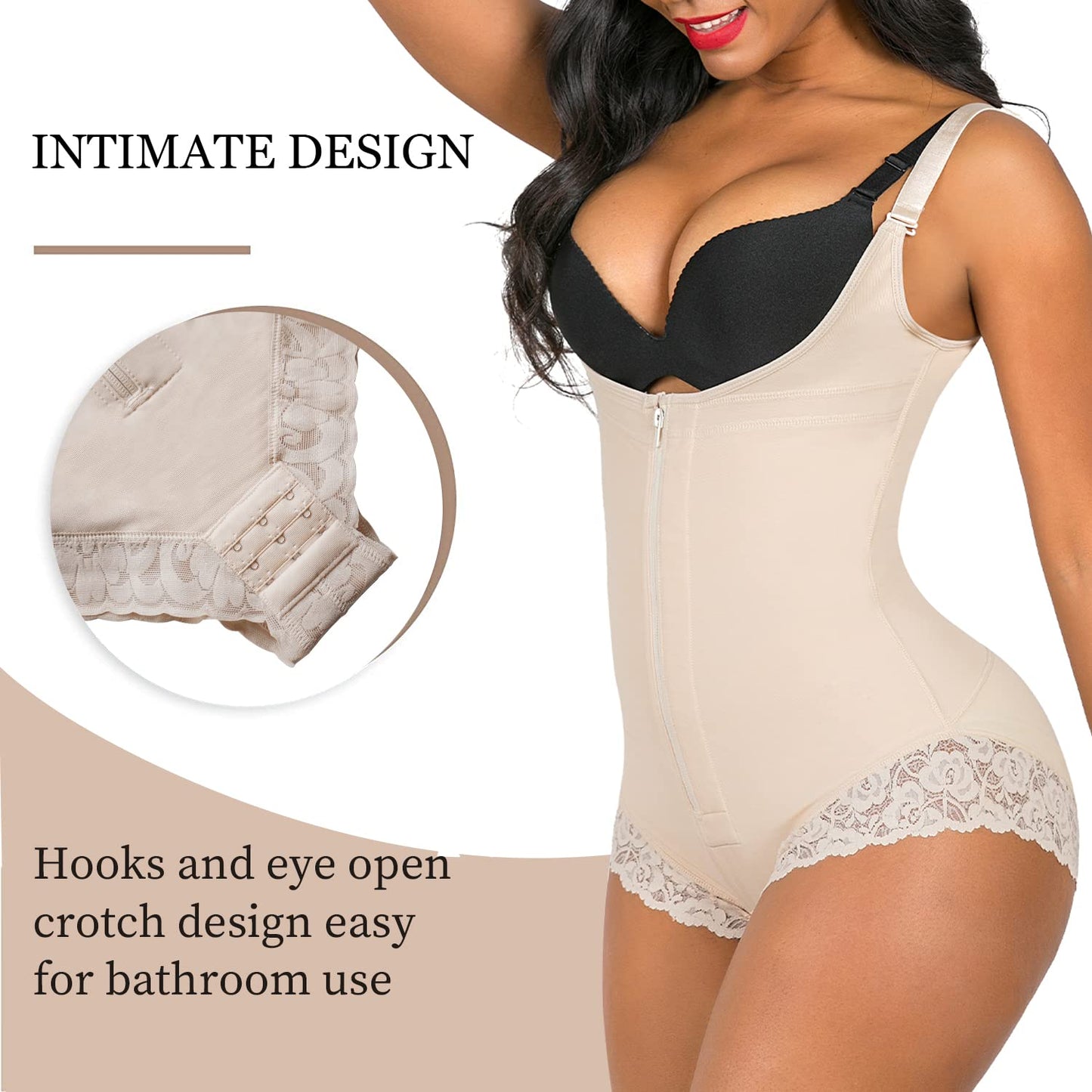 Tummy Control Colombian Open Bust Body Shaper Slimmer Bodysuit