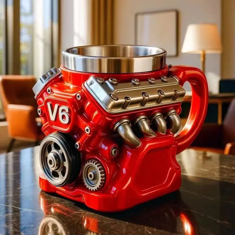 Engine-themed coffee mug