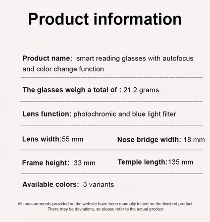 [Co-Created by Designers]Gypsophila Smart Zoom and Color-Changing Reading Glasses, Auto Focus Distance Near Progressive Multi-focus HD Vision