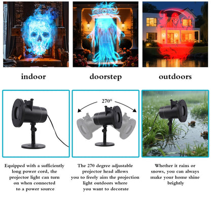 🔥Halloween Skull Dynamic Light 10 Unique HD Projection Patterns