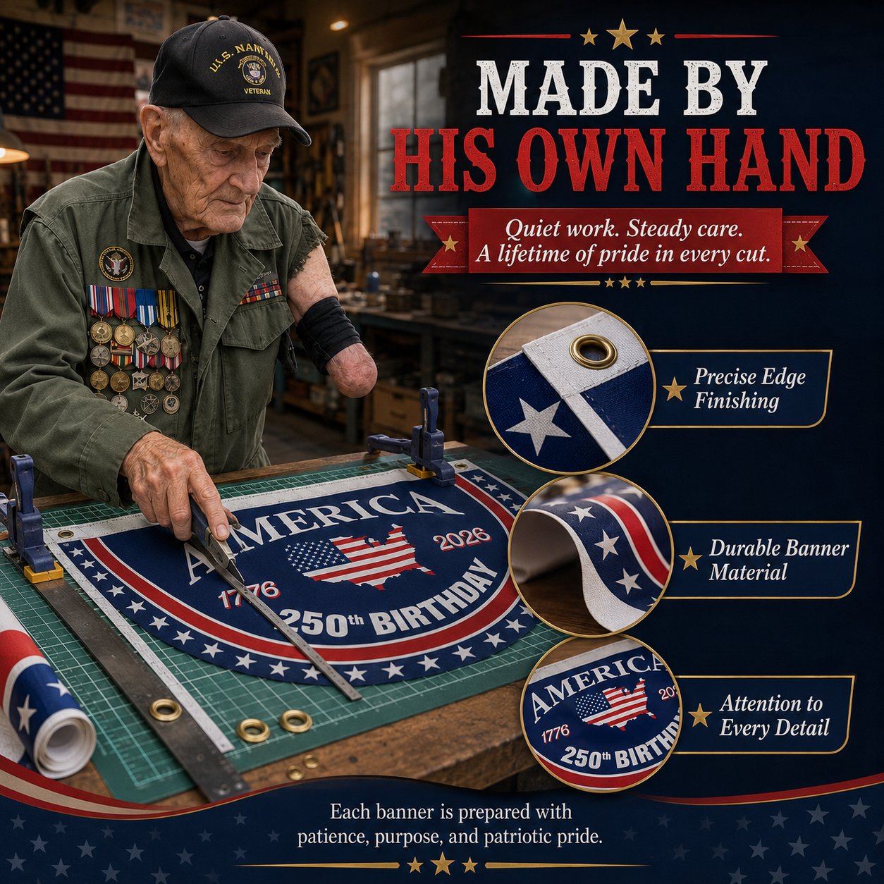 America 250th Anniversary Patriotic Banner