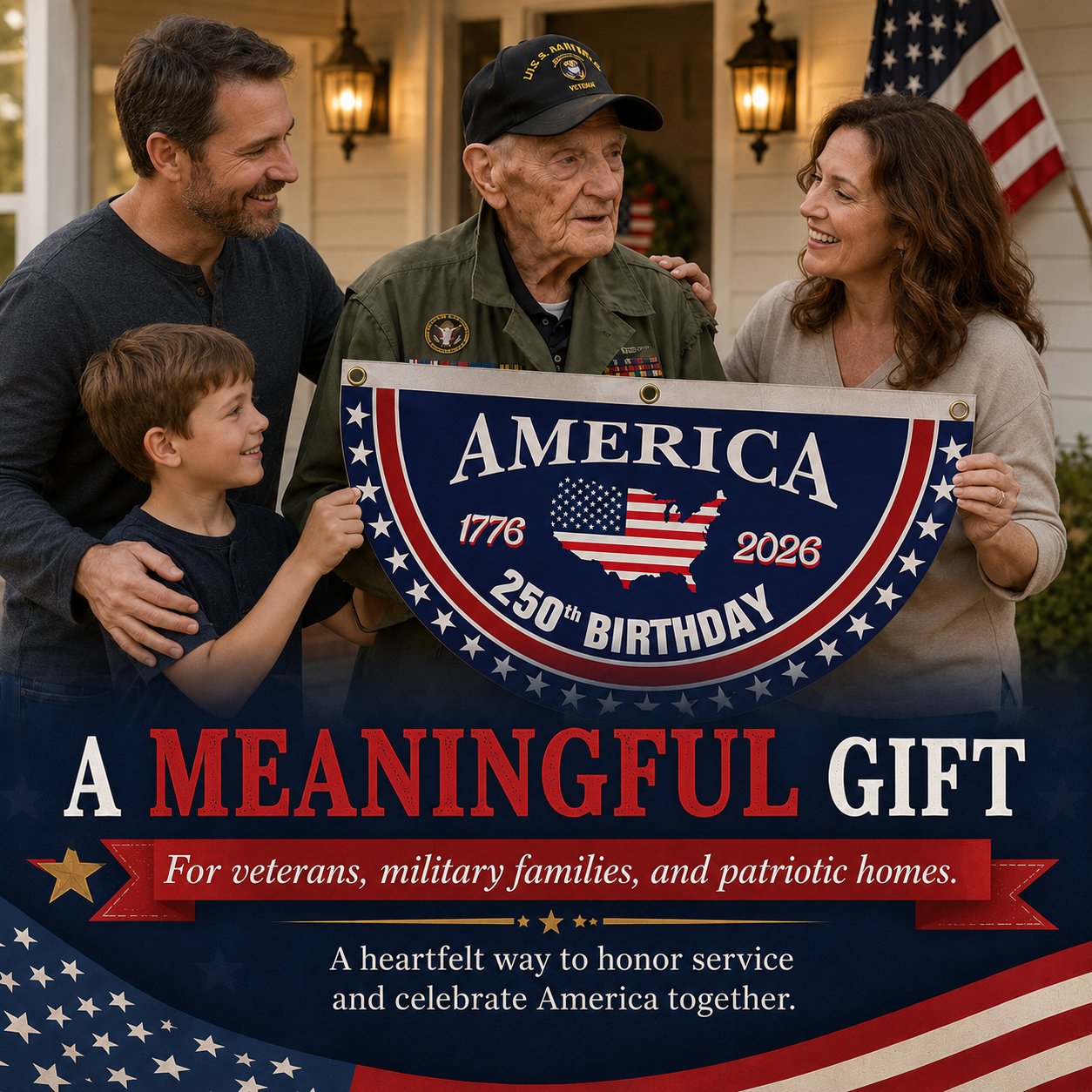 America 250th Anniversary Patriotic Banner