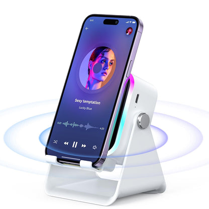 Wireless Induction Speaker 5-in-1 Bluetooth Speaker with Phone Stand,Stereo Sound