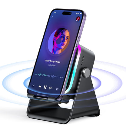 Wireless Induction Speaker 5-in-1 Bluetooth Speaker with Phone Stand,Stereo Sound